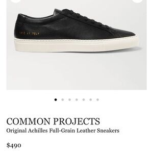 Woman Common Projects Black Leather Low-Top Sneakers with Off-White Sole